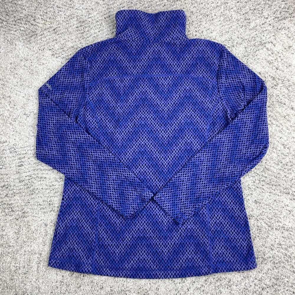 Columbia Sweater Womens Large Fleece Pullover 1/2 Zip Purple Geometric Mock Neck - Picture 2 of 9